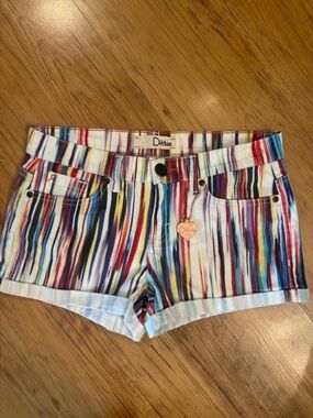 Ditto Striped Colorful Denim Shorts Sz 27